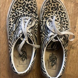 Vans Kids Zebra and Leopard Print Sneakers - Black and Tan
